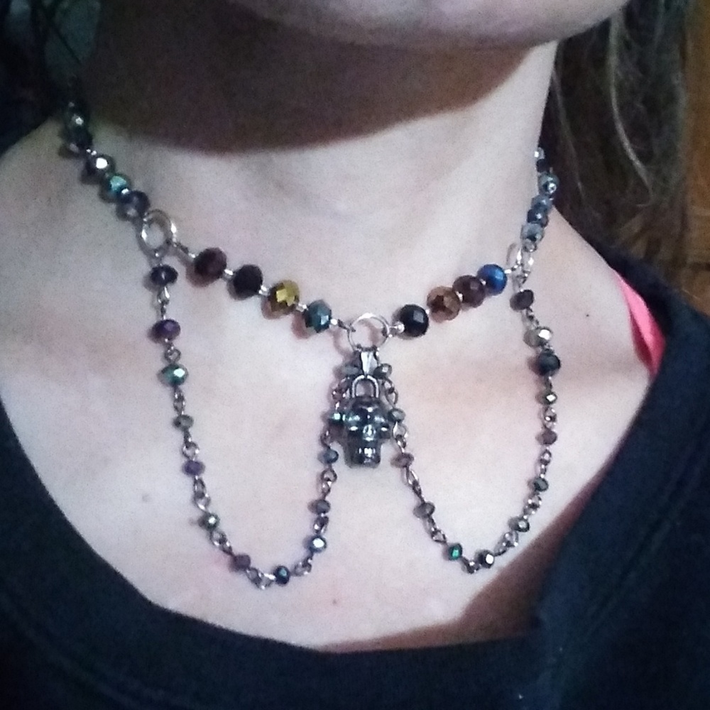 🆕 Multicolor Rondelle & Bicone Crystals Choker📿